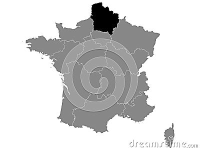 Location Map of Region Hauts-de-France Vector Illustration