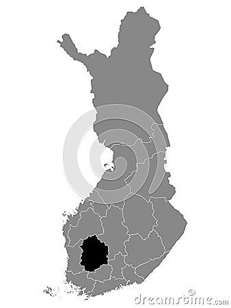 Location Map of Region Pirkanmaa Vector Illustration