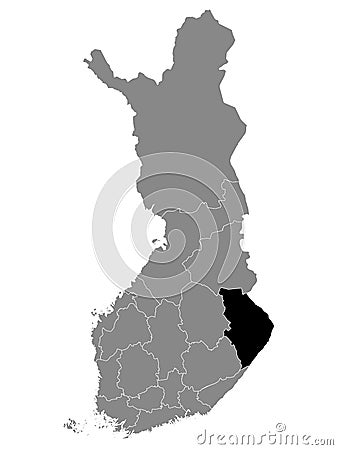 Location Map of Region Pohjois-Karjala Vector Illustration