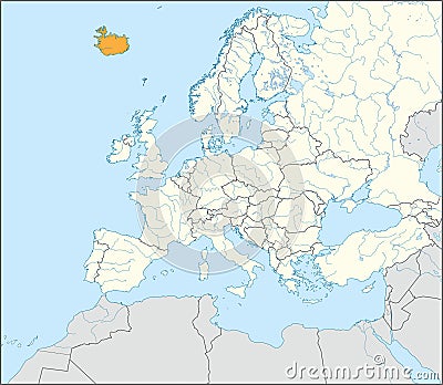 Location map of the REPUBLIC OF ICELAND, EUROPE Vector Illustration