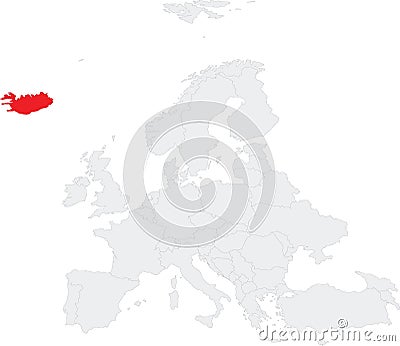 Location map of the REPUBLIC OF ICELAND, EUROPE Vector Illustration