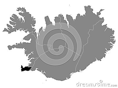 Location Map of Southern Peninsula Reykjanesskagi Region Vector Illustration