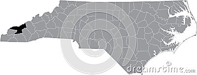 Location map of the Swain County of North Carolina, USA Vector Illustration