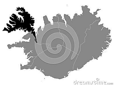 Location Map of West Fjords Westfjords Region Vector Illustration