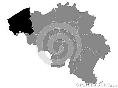 Location Map of West Flanders Province Vector Illustration