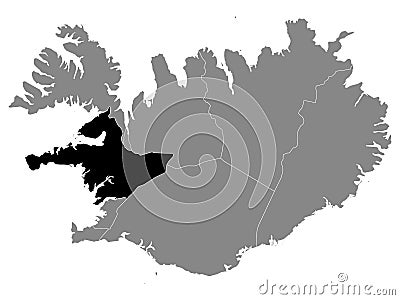 Location Map of Western Vesturland Region Vector Illustration