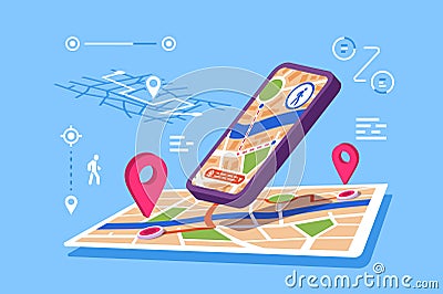 Location maps online application Cartoon Illustration