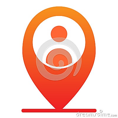 Location person flat icon. Map pin with man color icons in trendy flat style. Map marker and human gradient style design Vector Illustration