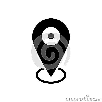 Black solid icon for Location Pin, scene and venue Vector Illustration