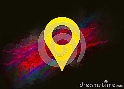 Location pin icon colorful paint abstract background brush strokes illustration design Cartoon Illustration