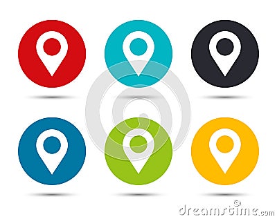 Location pin icon flat round button set illustration design Vector Illustration