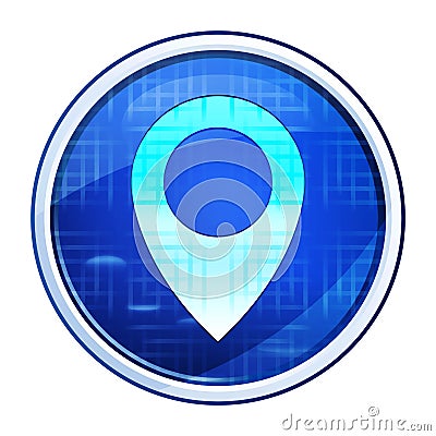 Location pin icon futuristic blue round button vector illustration Cartoon Illustration