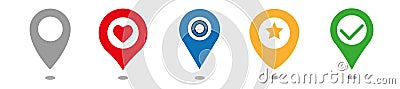 Location pin set. Map pin, pointer. Map pin vector Stock Photo