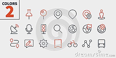 Location Pixel Perfect Well-crafted Vector Thin Line Icons 48x48 Ready for 24x24 Grid for Web Graphics and Apps with Vector Illustration