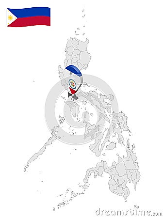 Location Province of Batangas on map Philippines. 3d location sign of Batangas. Quality map with provinces of Philippines Vector Illustration