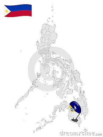 Location Province of South Cotabato on map Philippines. 3d location sign of Province South Cotabato. Quality map with provinces Vector Illustration