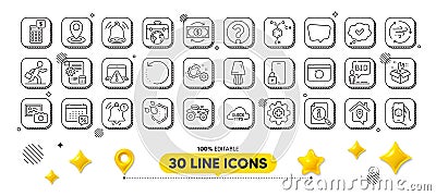 Location, Quick tips and Recovery internet line icons pack. For web app. 3d design elements. Vector Stock Photo