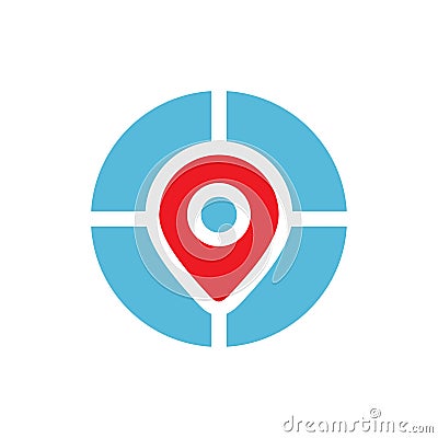 Location targeting logo, map pin target location - Vector Vector Illustration