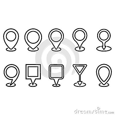 location vector iconset. Point illustration sign collection. Position symbol. Place logo. Can be used for web and mobile. Vector Illustration