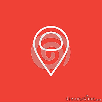 Locator Line Icon On Red Background. Red Flat Style Vector Illustration Vector Illustration