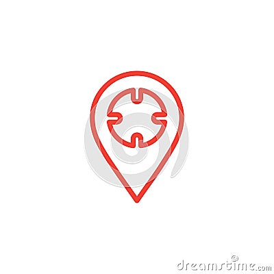 Locator Line Red Icon On White Background. Red Flat Style Vector Illustration Vector Illustration