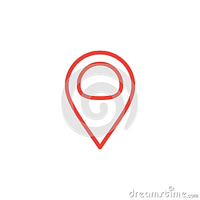 Locator Line Red Icon On White Background. Red Flat Style Vector Illustration Vector Illustration