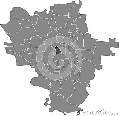 Locator map of the ALTSTADT DISTRICT, HALLE SAALE Vector Illustration