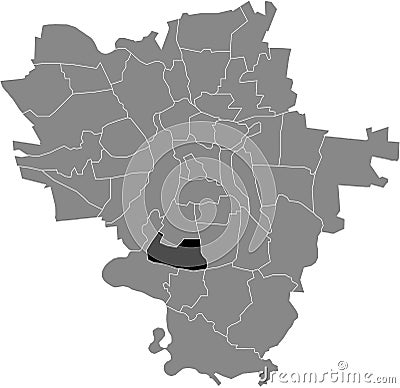 Locator map of the SÃœDSTADT DISTRICT, HALLE SAALE Vector Illustration