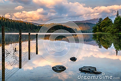 Loch Ard at Sunrise Stock Photo