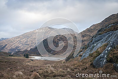 Loch Coire Shubh and the Kinloch Hourn mountains Stock Photo