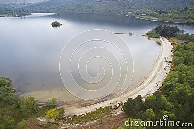 Loch Lomond aerial view showing Inchmoan island Stock Photo