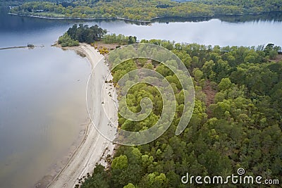 Loch Lomond aerial view showing Inchmoan island Stock Photo