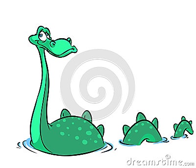 Loch Ness monster cartoon illustration Cartoon Illustration