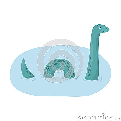 Loch Ness monster icon in cartoon style isolated on white background. Scotland country symbol. Vector Illustration