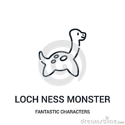 loch ness monster icon vector from fantastic characters collection. Thin line loch ness monster outline icon vector illustration Vector Illustration