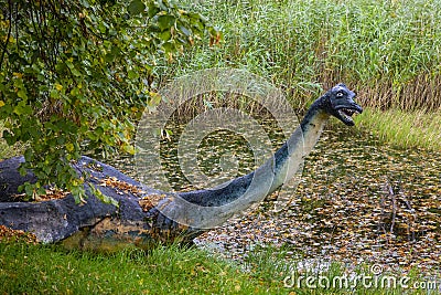 Loch Ness Monster Sculpture in Drumnadrochit, Scotland Editorial Stock Photo
