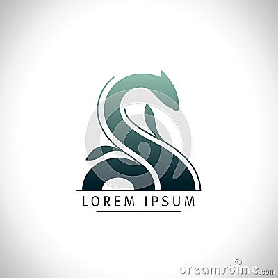 Loch ness, snake or dragon vector logo Vector Illustration