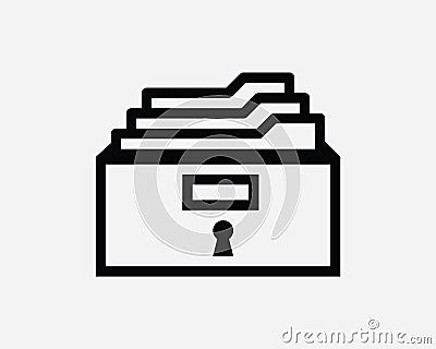 Lock Secure Folder Line Icon Security Secret Safety Confidential Information Drawer Symbol Archive Storage File Sign Linear Vector Vector Illustration