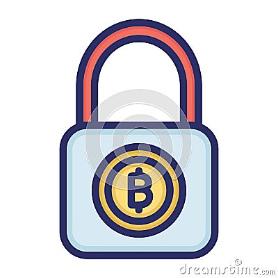 Lock, bitcoin encryption, bitcoin lock, secure bitcoin fully editable vector icons Stock Photo