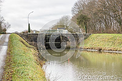 Lock on the Briare Canal Stock Photo