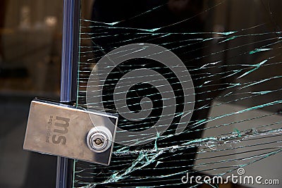 A lock and a broken glass. A composition 30 Editorial Stock Photo