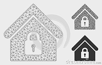 Lock Building Vector Mesh Network Model and Triangle Mosaic Icon Vector Illustration