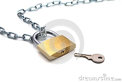 Lock chain and key Stock Photo