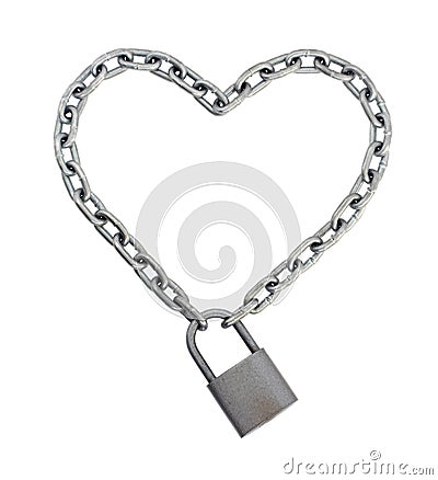 The lock and chain in the form of heart Stock Photo