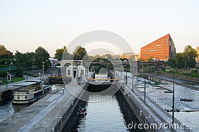 Lock chamber during evening Editorial Stock Photo