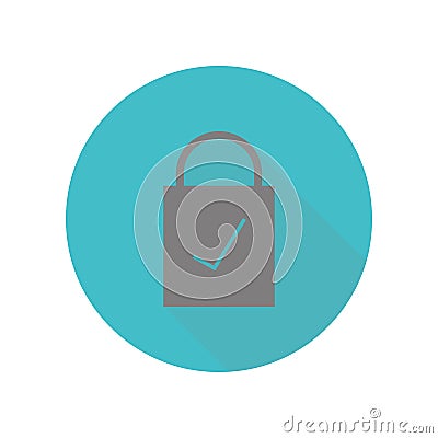 Lock checked long shadow icon. Simple glyph, flat vector of web icons for ui and ux, website or mobile application Stock Photo