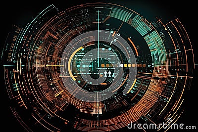 Lock on a circuit. Generative Ai Stock Photo