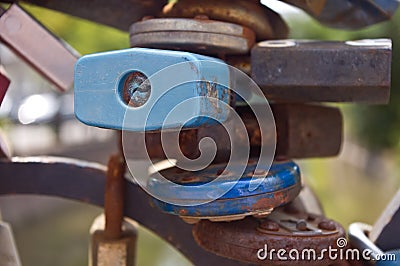 Lock Conceptual photo of closed old locks. Love ,security, safe, privacy or other concept background Stock Photo