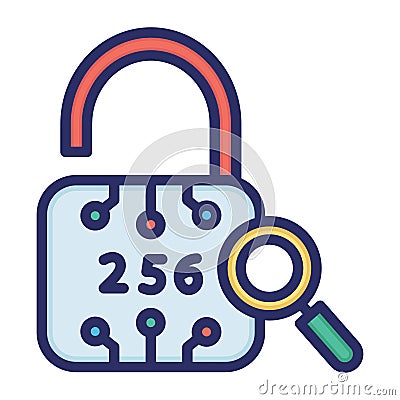 Lock, cryptographic hash, cryptographic algorithm, secure hash fully editable vector icons Vector Illustration
