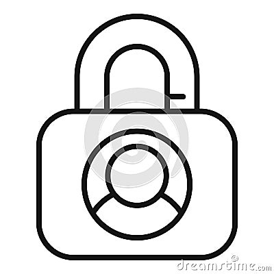 Lock data person icon outline vector. Scan signature Vector Illustration